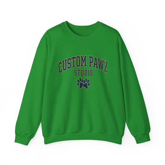 Crewneck Sweatshirt - "Custom Pawz Studio" Graphic with Paw Print