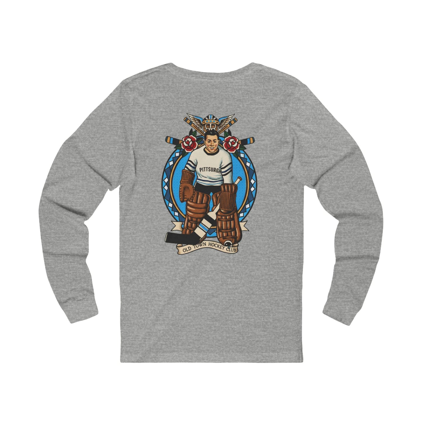 Vintage Hockey Goalie Long Sleeve Tee — Classic Paw Crest Design