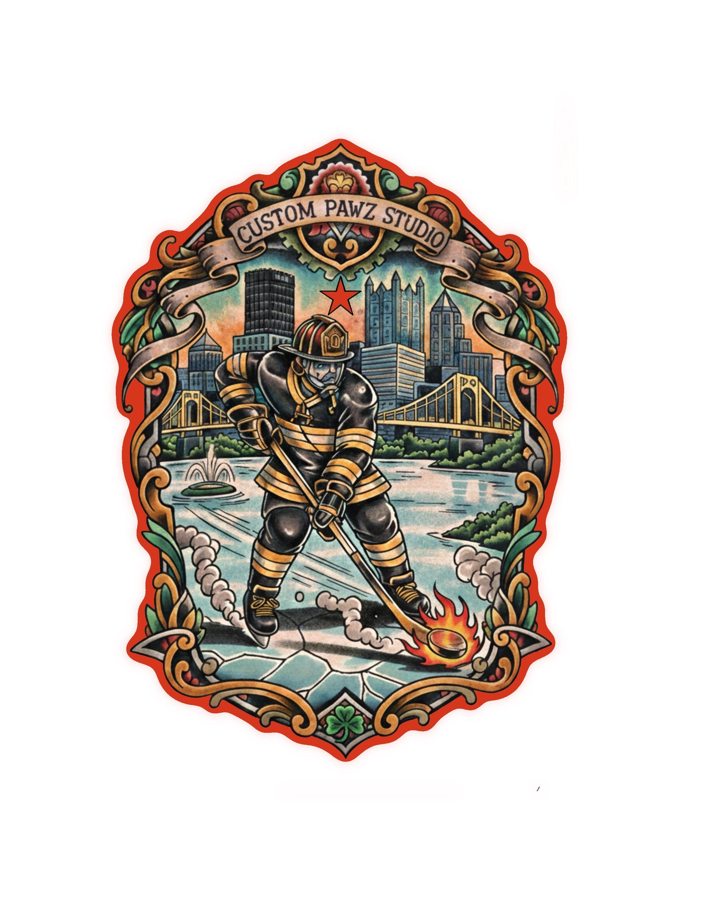 Fire and ice sticker