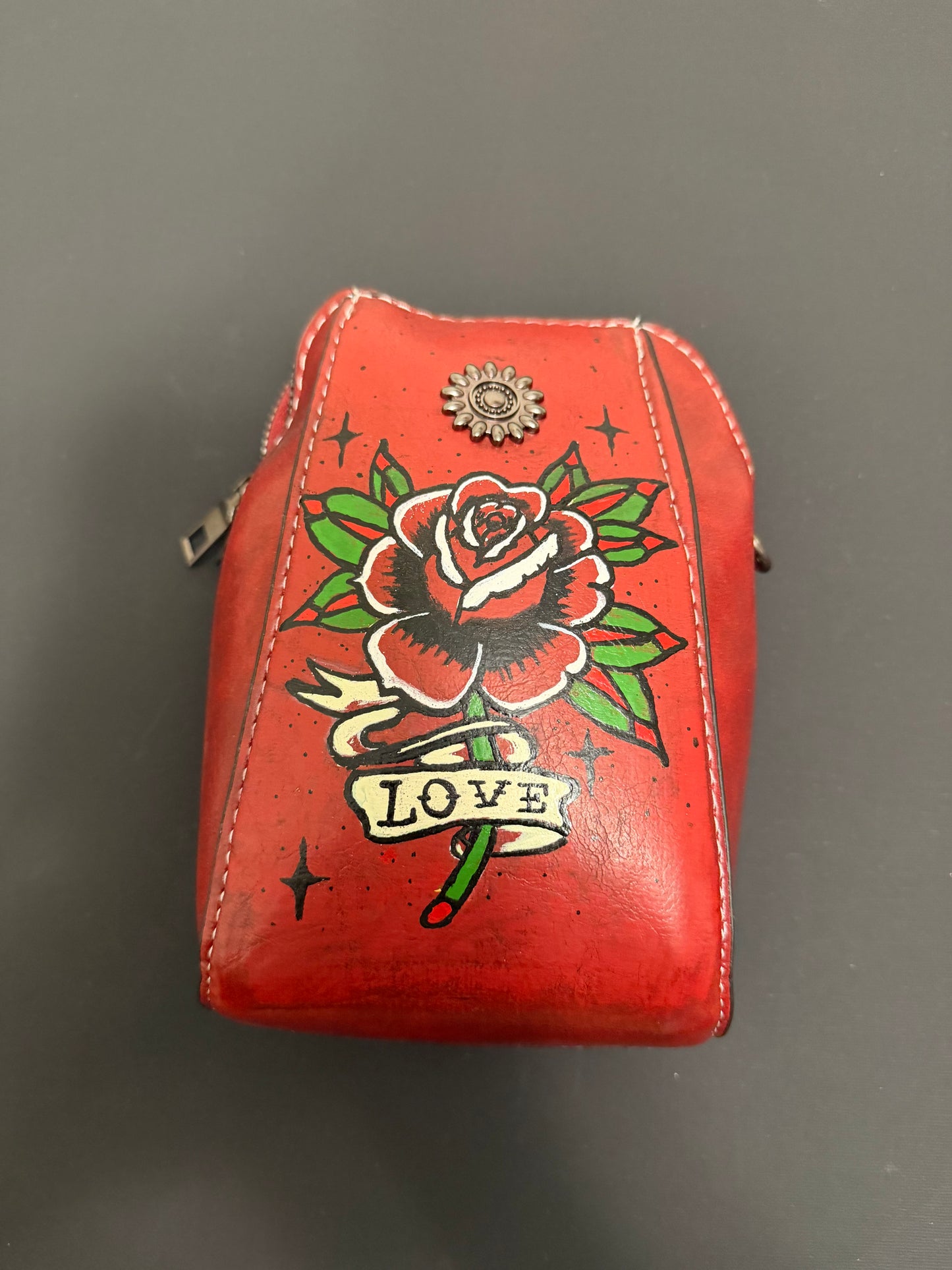 Custom rose painted bag