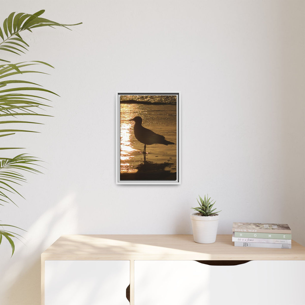 Seagull Sunset Matte Canvas Print (Framed)