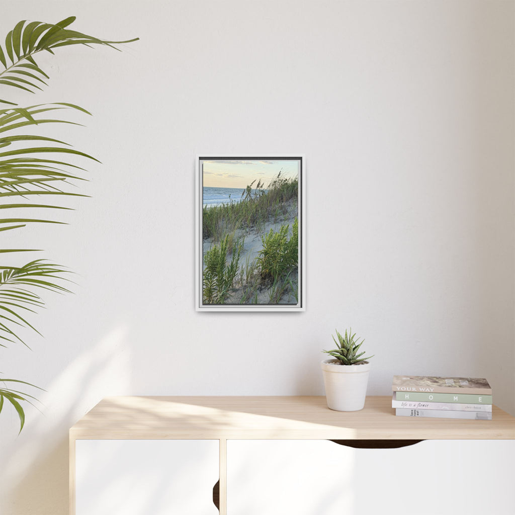 Framed Beach Dune Matte Canvas Print — Coastal Wall Art