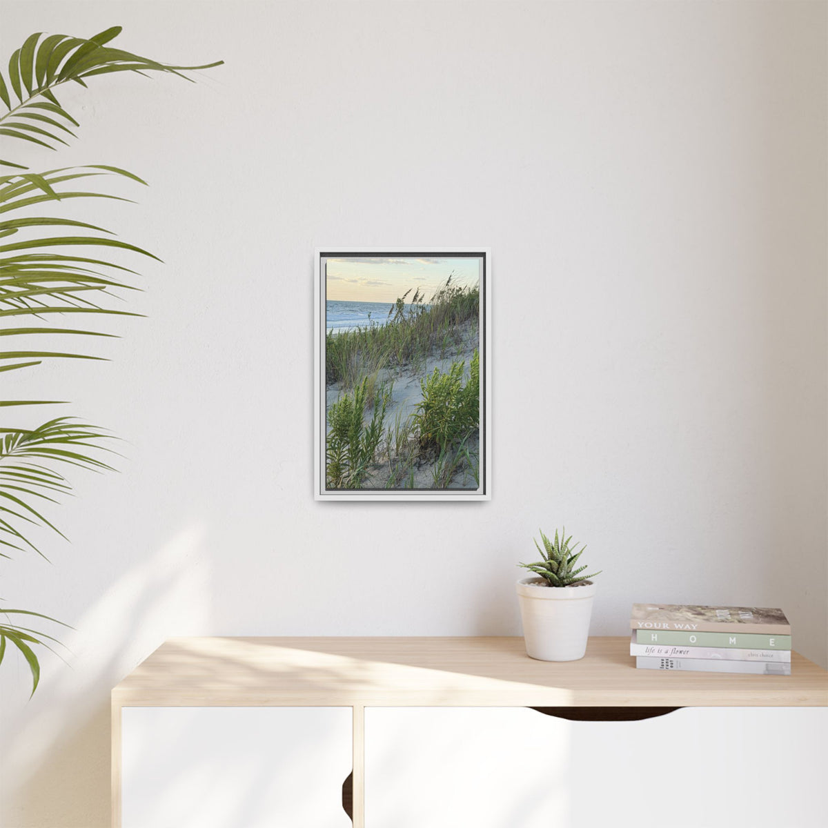 Framed Beach Dune Matte Canvas Print — Coastal Wall Art