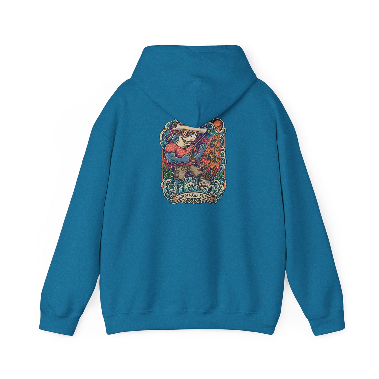 Hoodie - Vibrant Nautical Mermaid Backprint Hoodie with Tiny Paw Chest Logo
