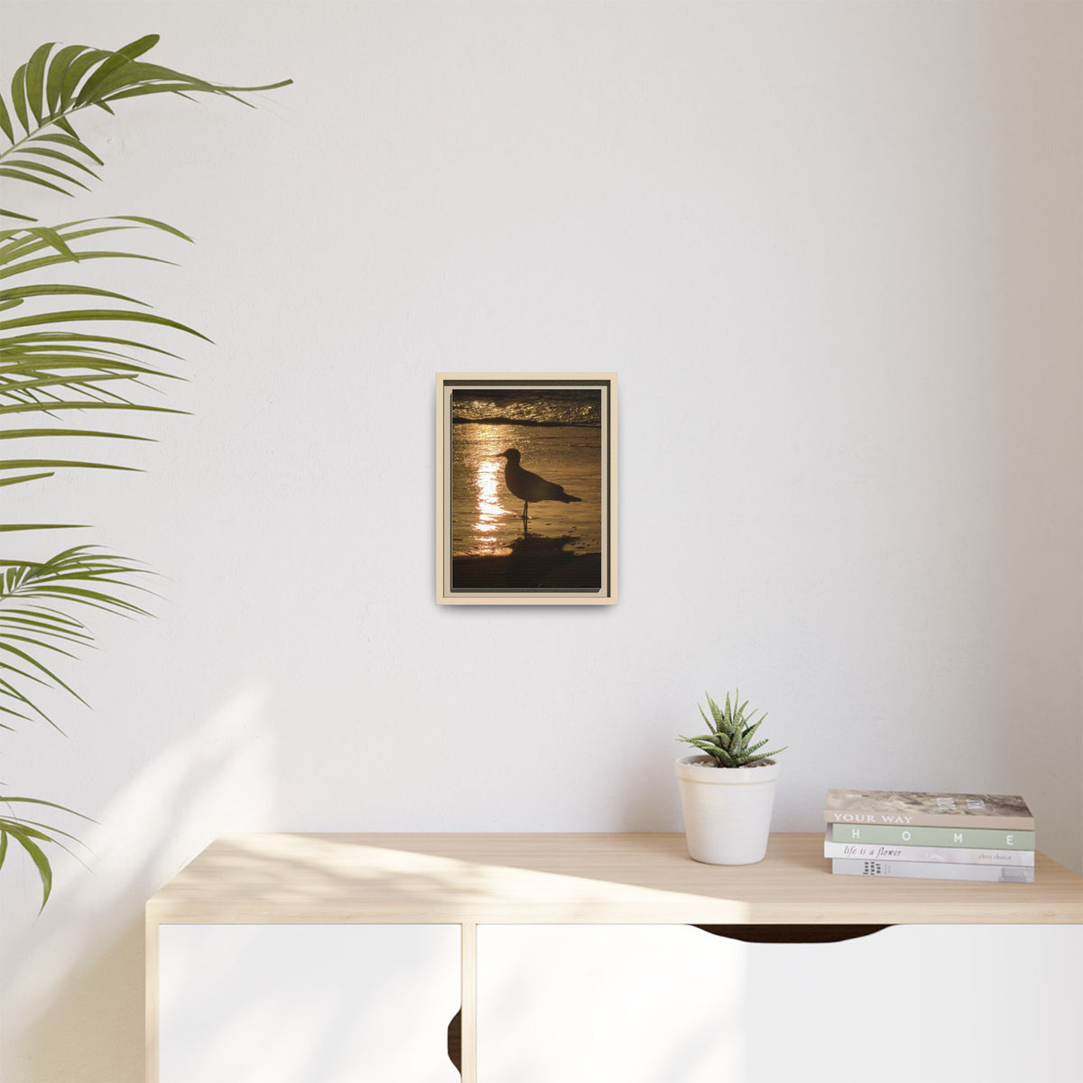 Seagull Sunset Matte Canvas Print (Framed)