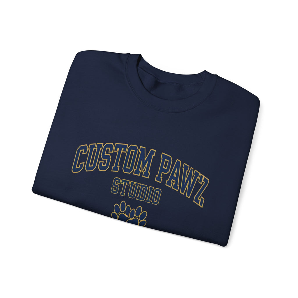 Crewneck Sweatshirt - "Custom Pawz Studio" Graphic with Paw Print