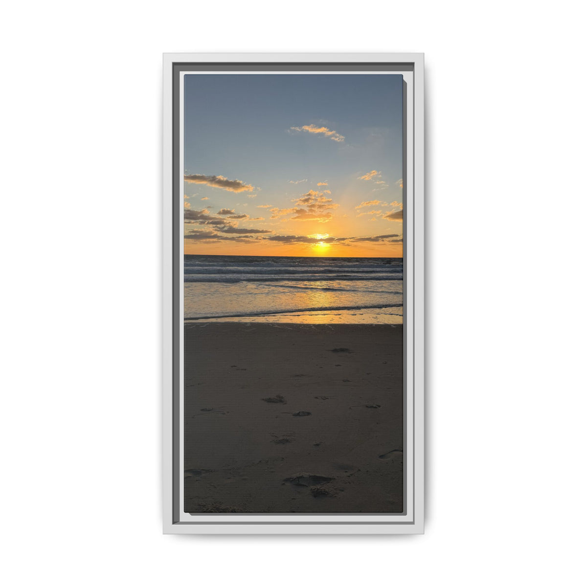 Framed Matte Canvas Sunrise  Beach Wall Art - Ocean Sunrise Photography