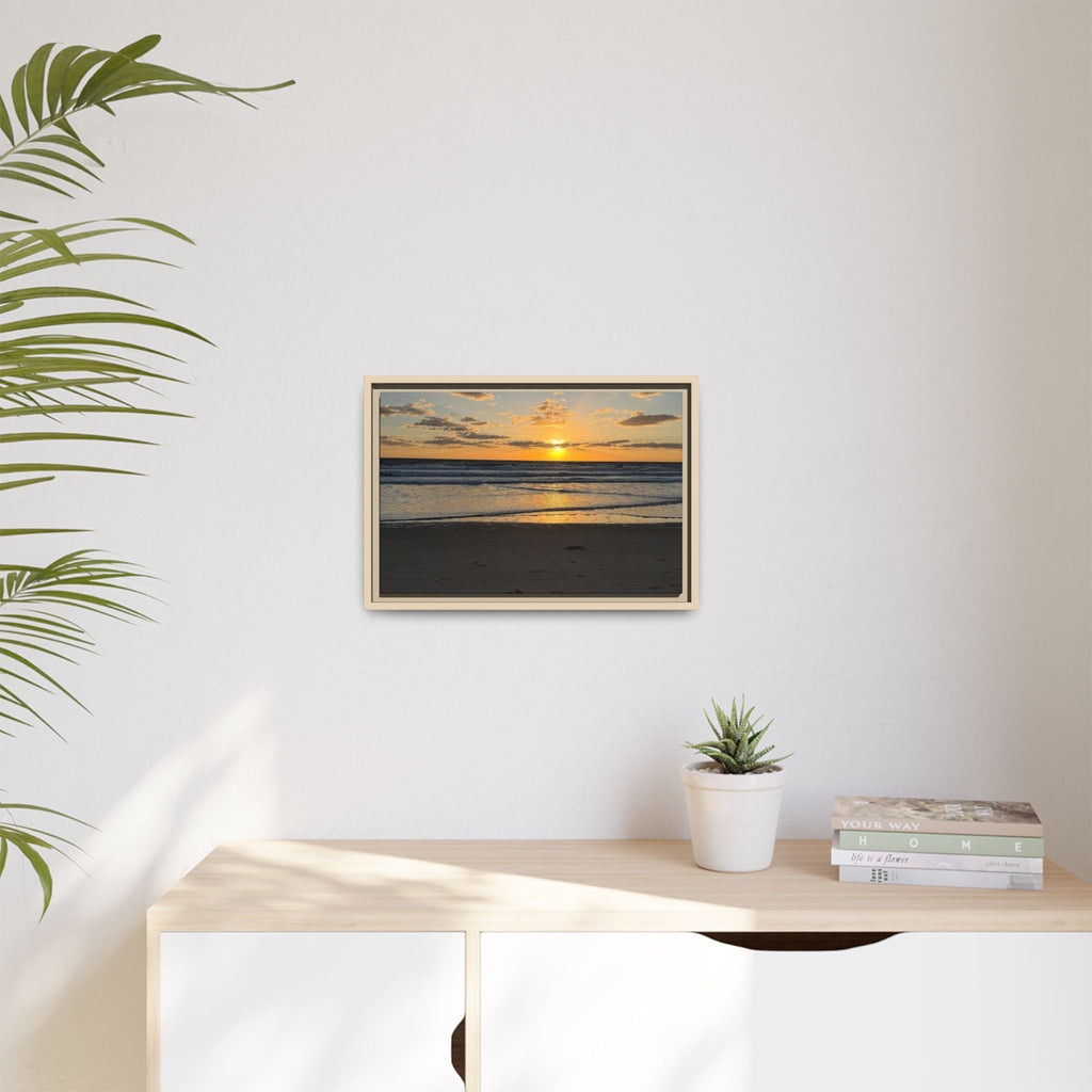 Framed Matte Canvas Sunrise  Beach Wall Art - Ocean Sunrise Photography