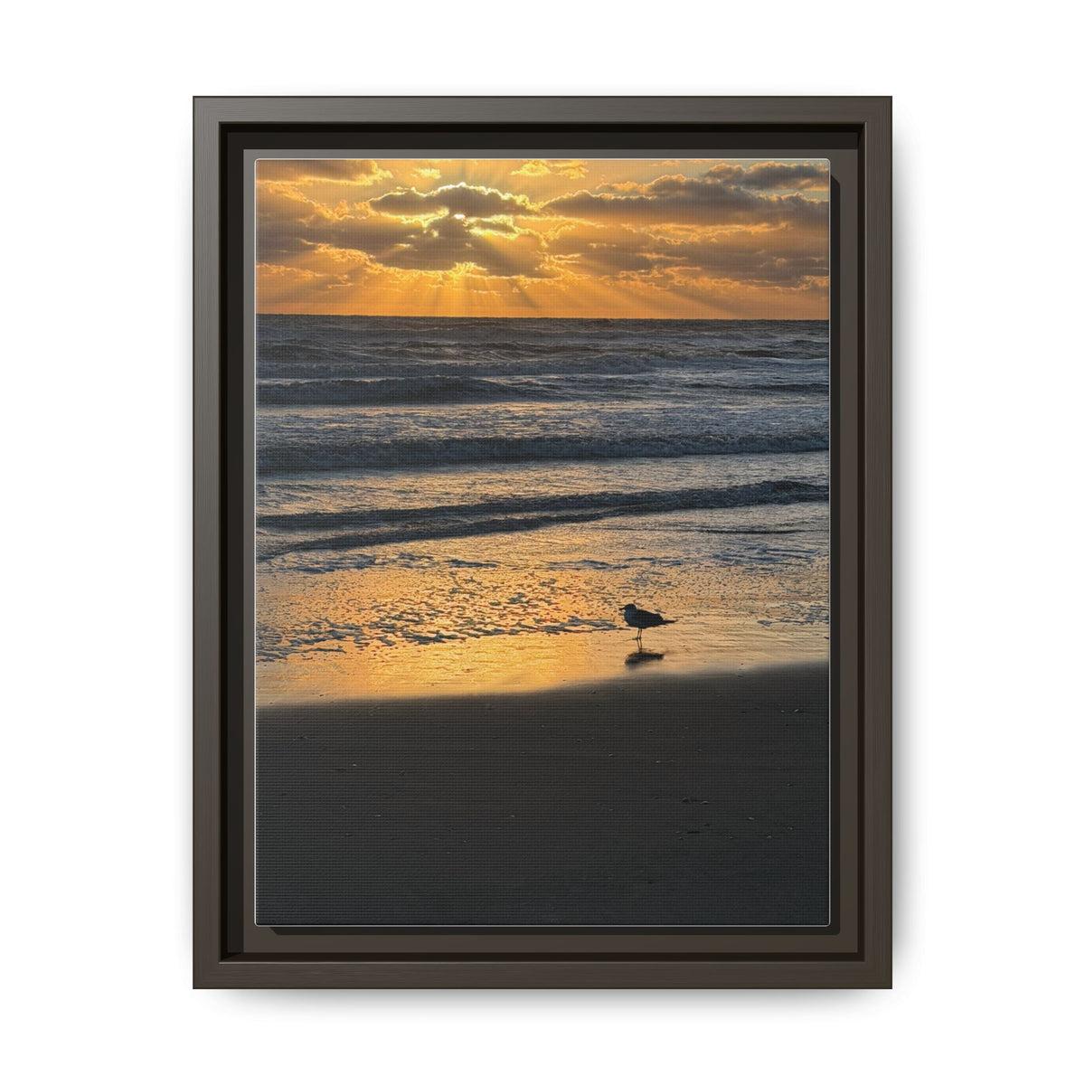 Framed Beach Sunrise Canvas Print