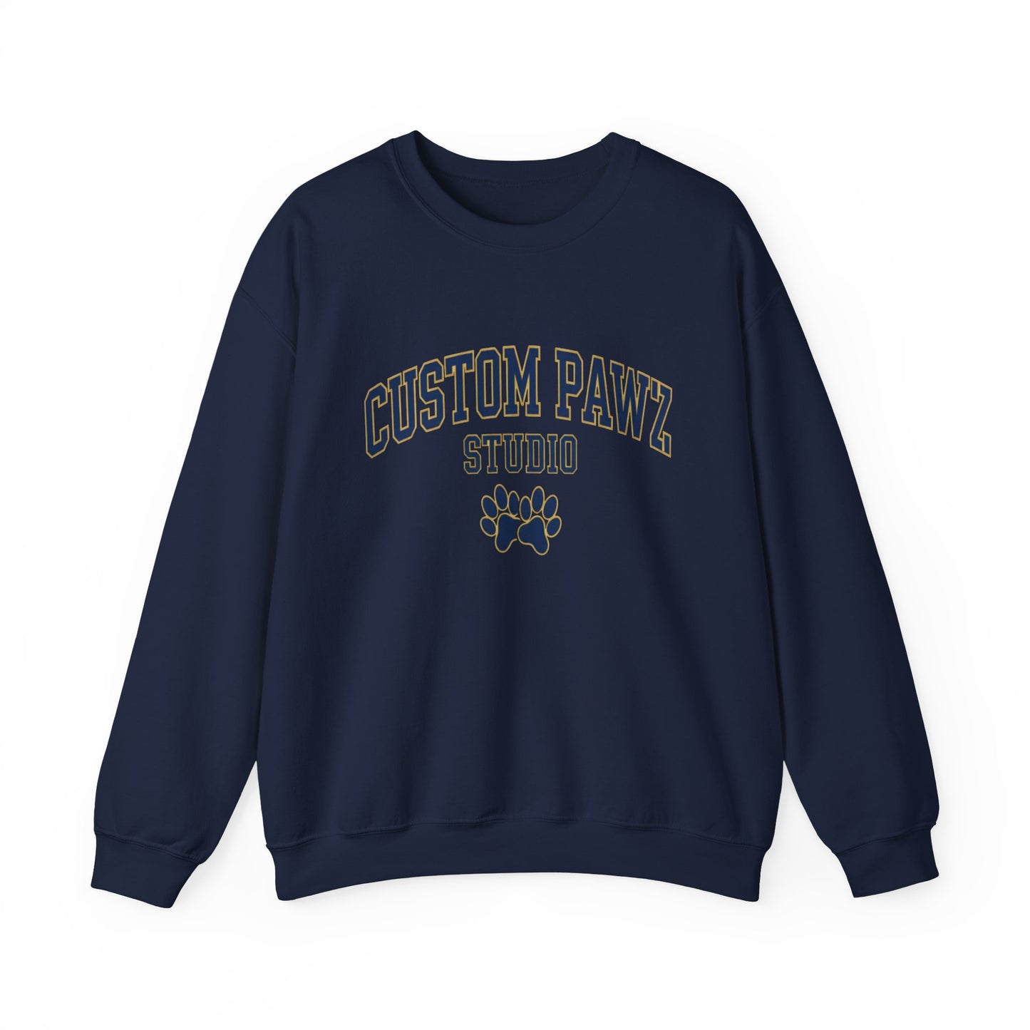 Crewneck Sweatshirt - "Custom Pawz Studio" Graphic with Paw Print