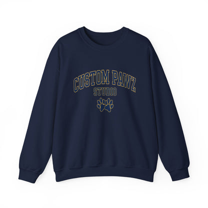 Crewneck Sweatshirt - "Custom Pawz Studio" Graphic with Paw Print