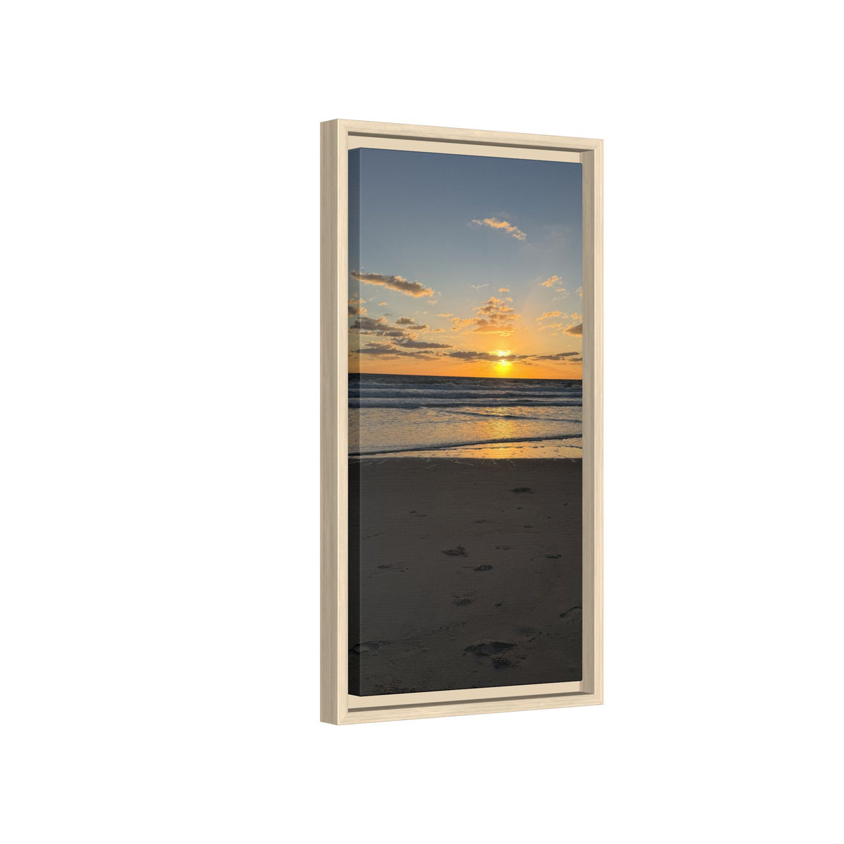 Framed Matte Canvas Sunrise  Beach Wall Art - Ocean Sunrise Photography