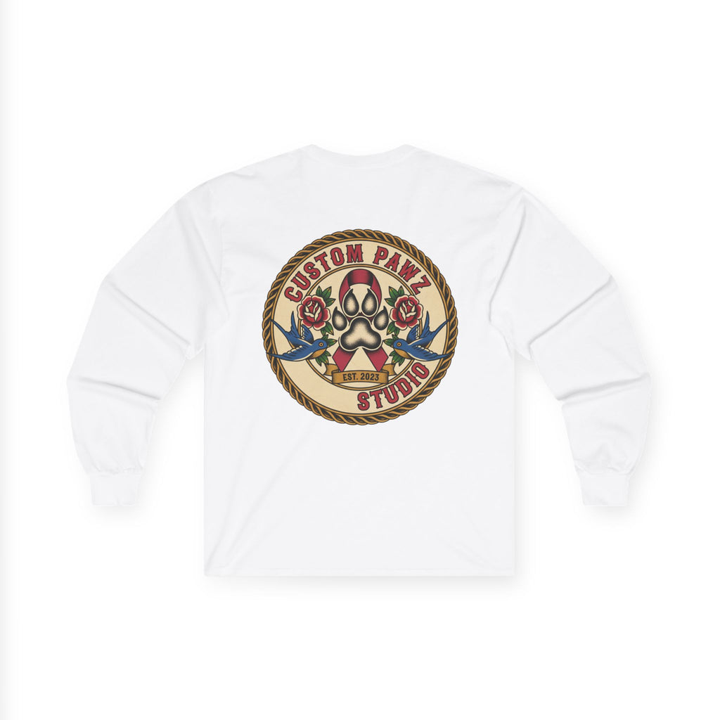 Long Sleeve Tee — Custom Paws Studio Breast Cancer Logo