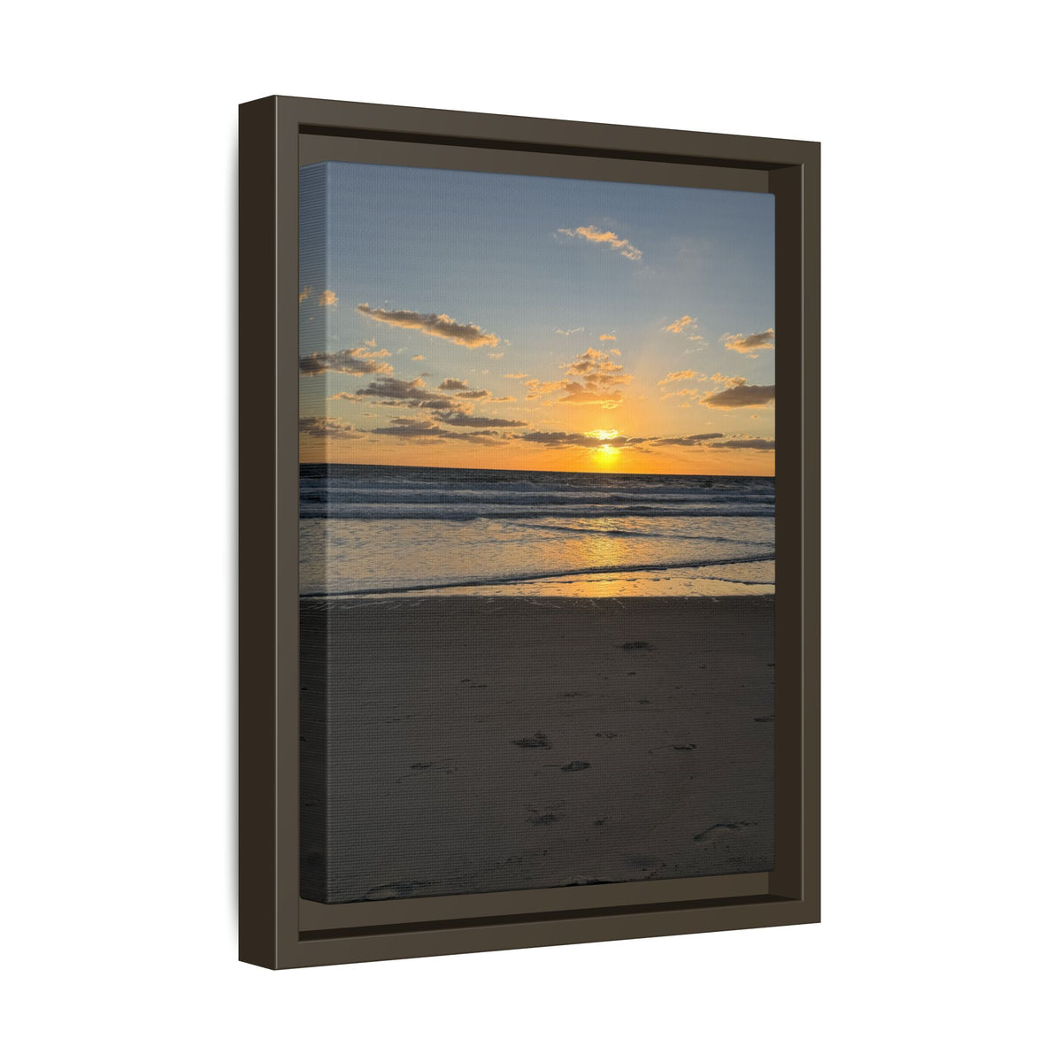 Framed Matte Canvas Sunrise  Beach Wall Art - Ocean Sunrise Photography