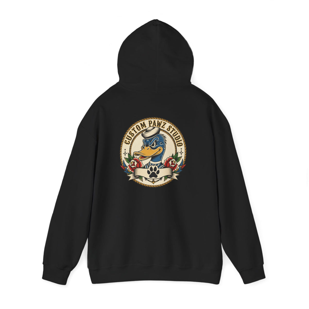 Duck Crest Hoodie – Vintage Tattoo-Style Duck Logo Sweatshirt