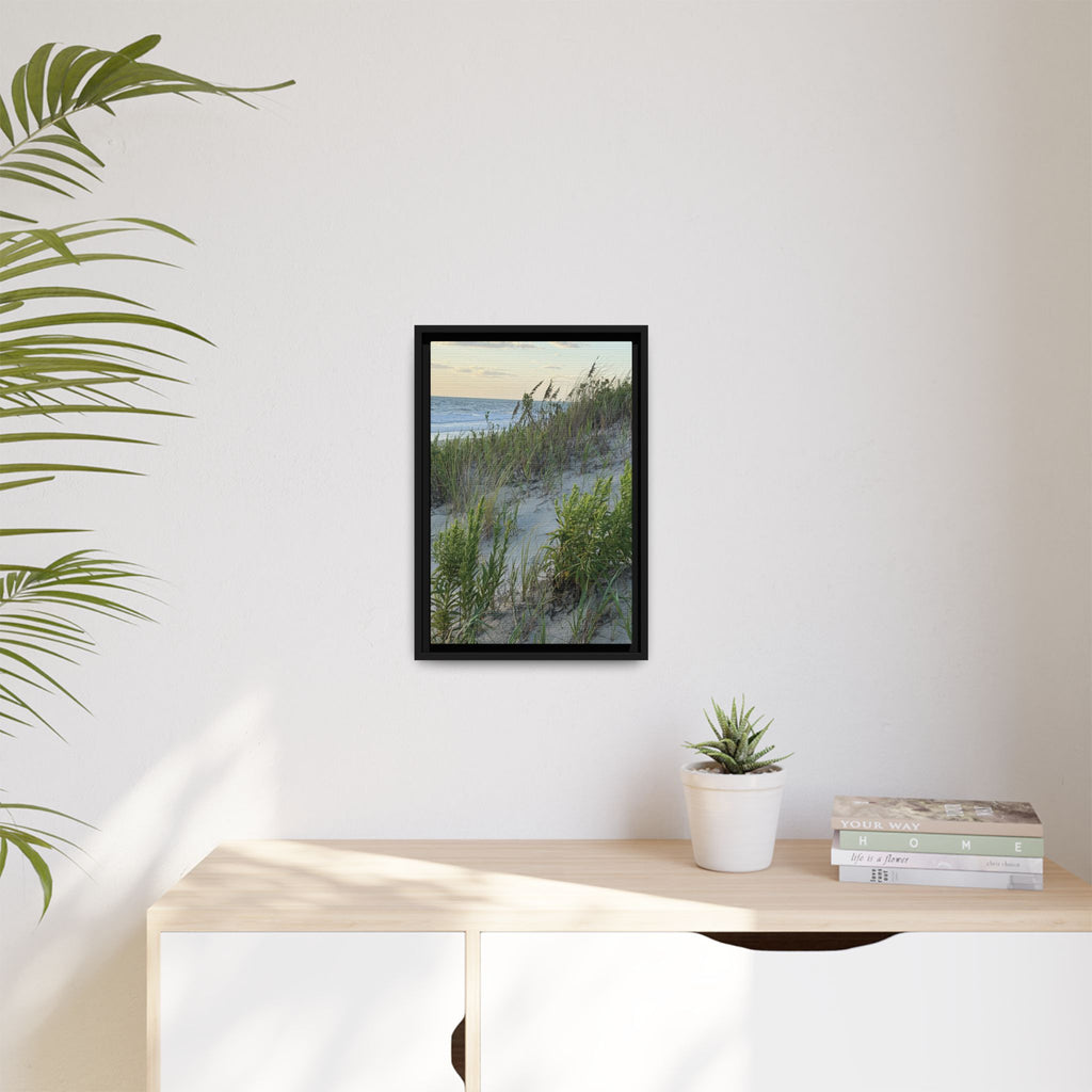 Framed Beach Dune Matte Canvas Print — Coastal Wall Art