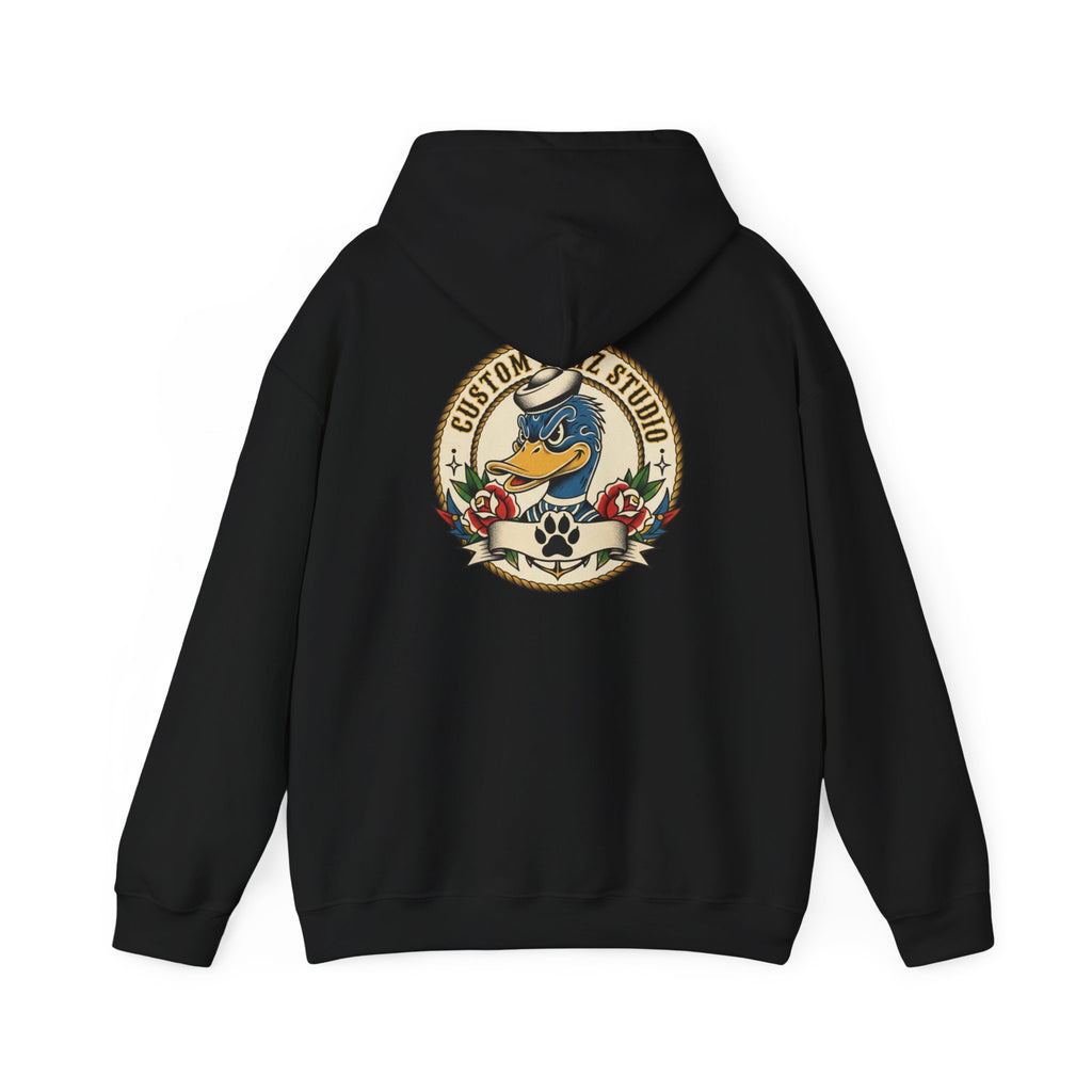 Duck Crest Hoodie – Vintage Tattoo-Style Duck Logo Sweatshirt