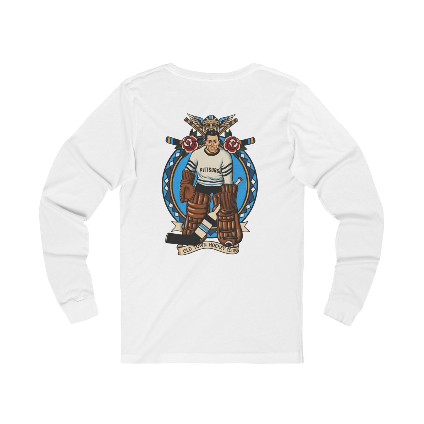 Vintage Hockey Goalie Long Sleeve Tee — Classic Paw Crest Design