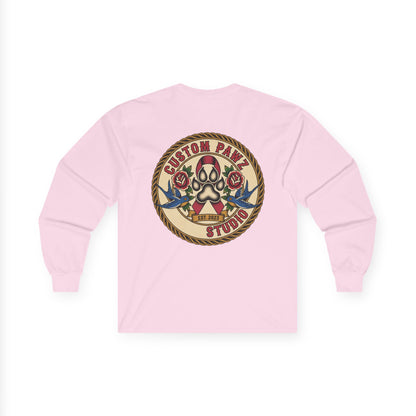 Long Sleeve Tee — Custom Paws Studio Breast Cancer Logo
