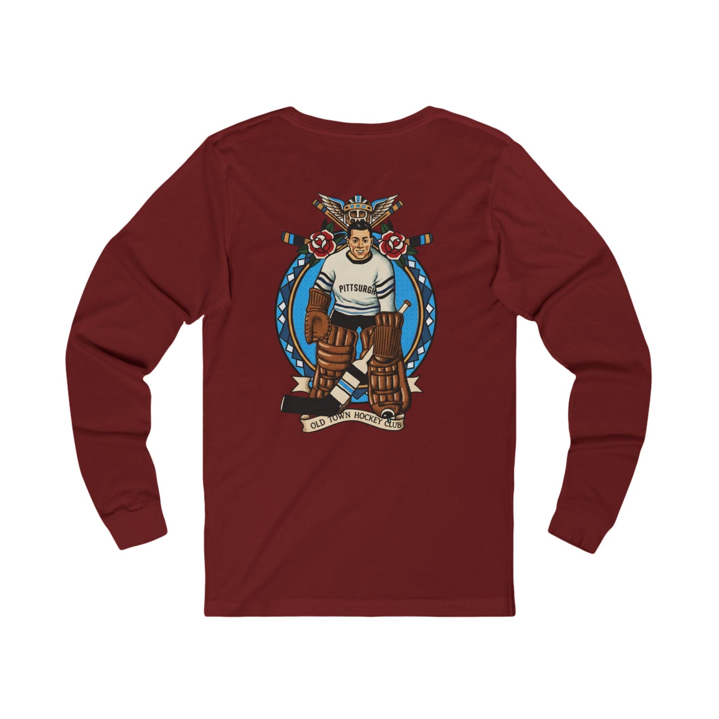 Vintage Hockey Goalie Long Sleeve Tee — Classic Paw Crest Design