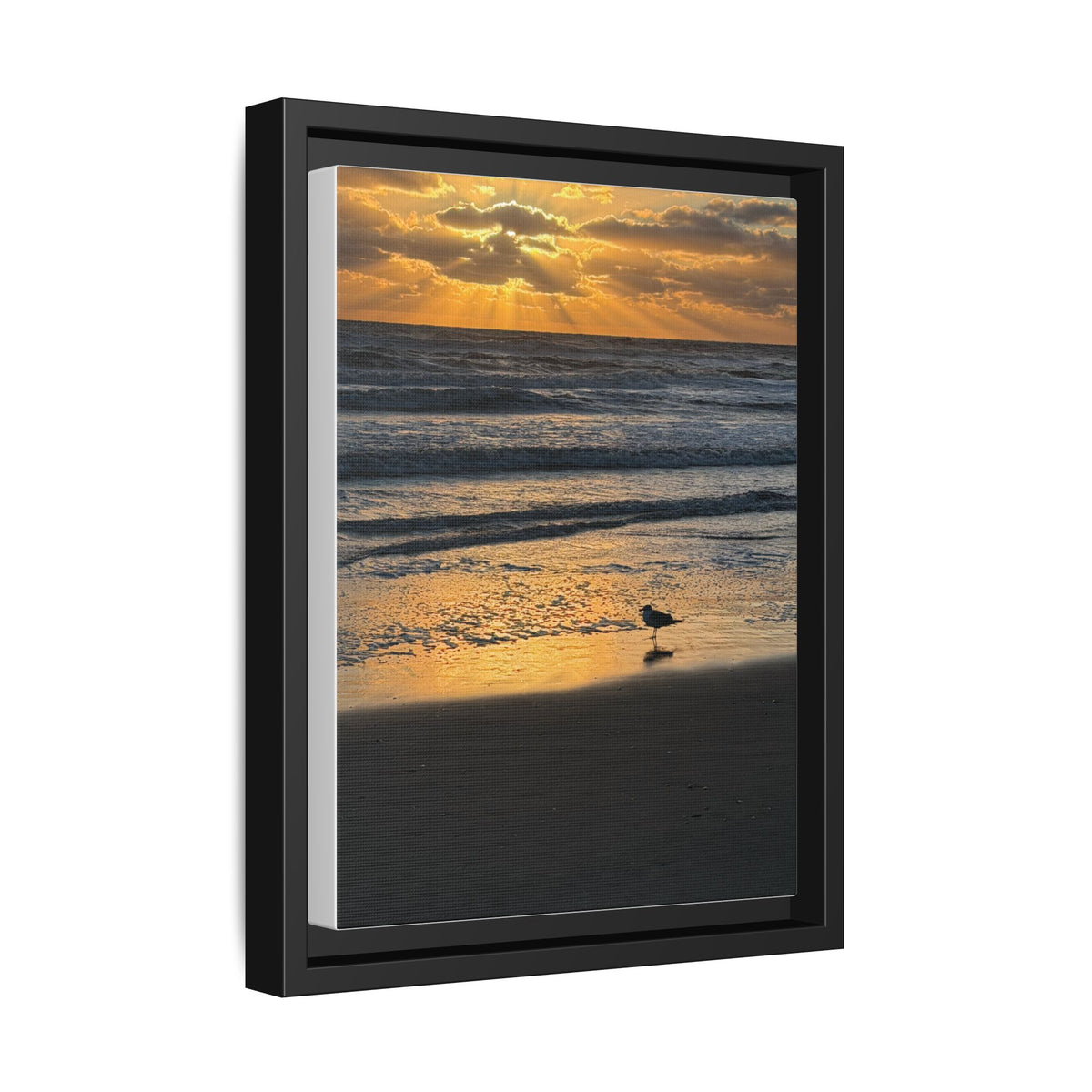 Framed Beach Sunrise Canvas Print