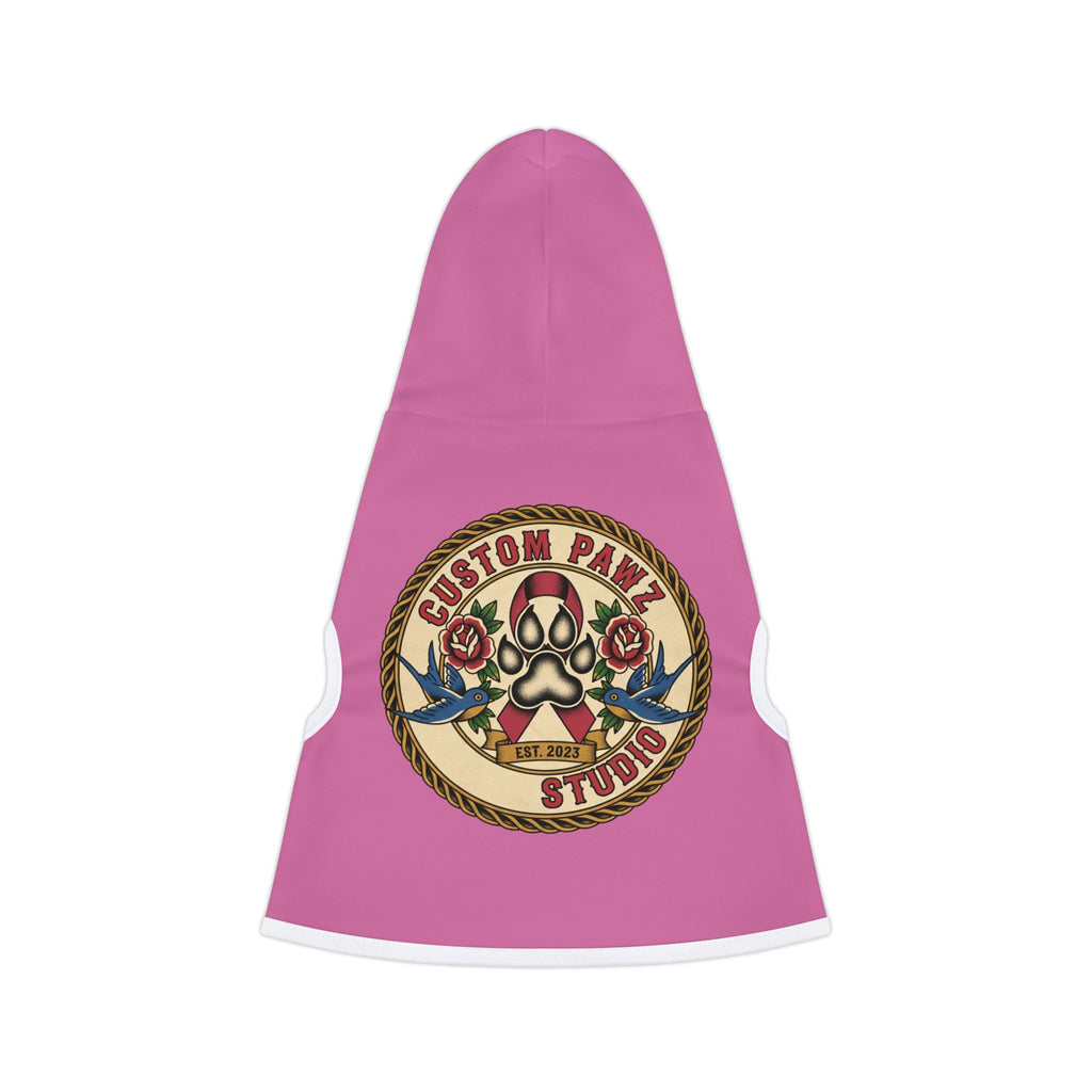 Pink Pet Hoodie with Custom Paw Studio Tattoo Logo