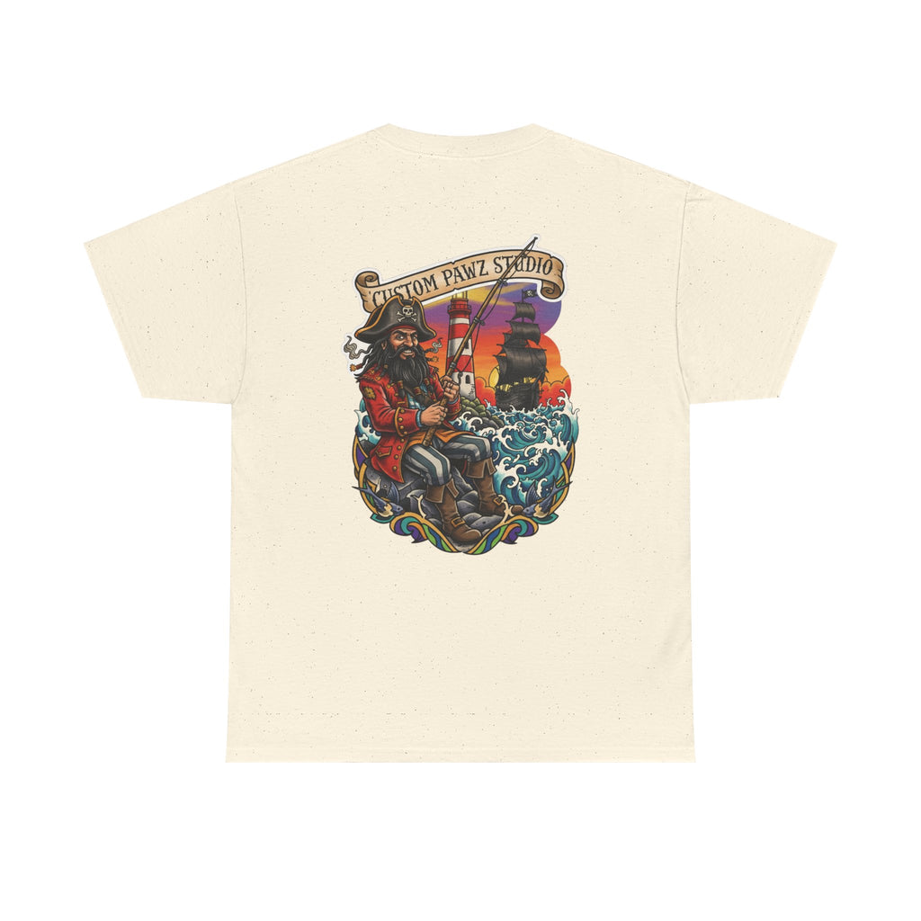 Pirate Ship Graphic Tee — 'Custom Pawz Studio' Vintage Captain Design