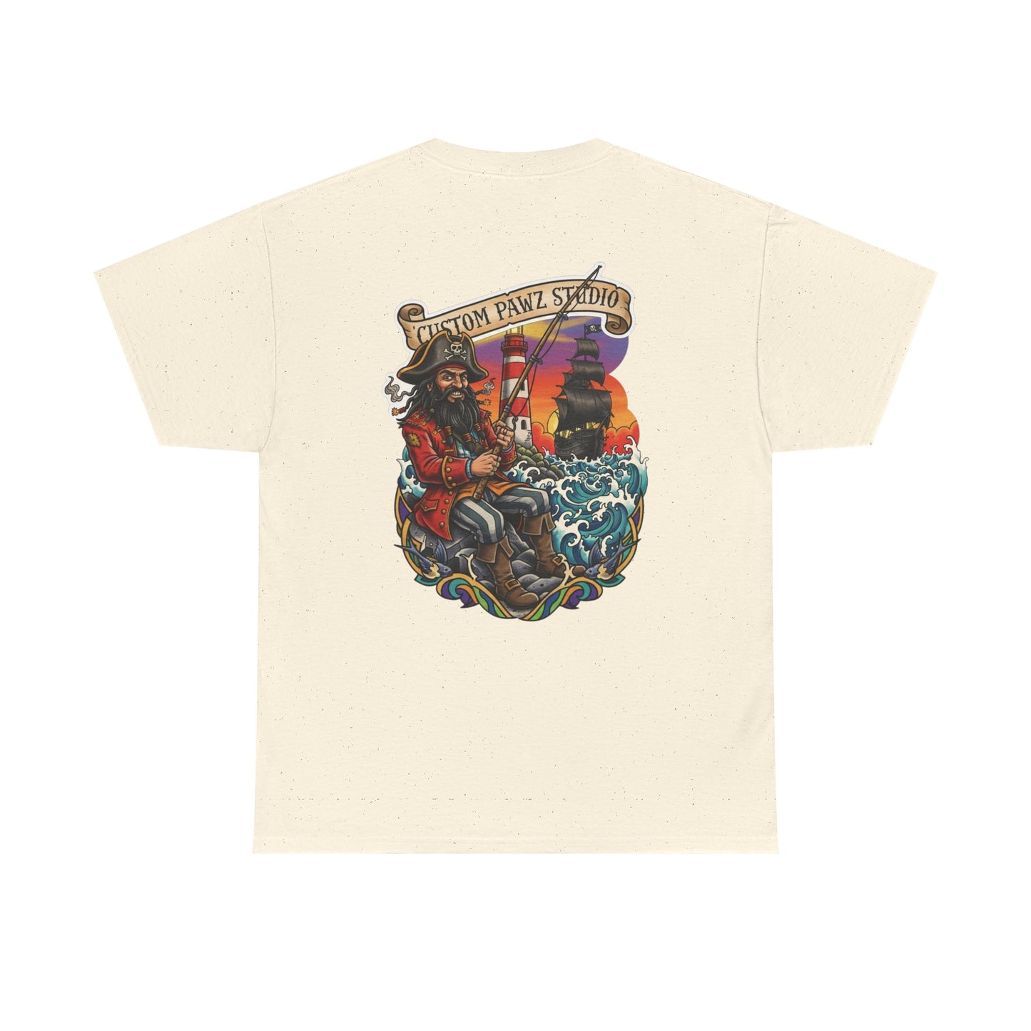 Pirate Ship Graphic Tee — 'Custom Pawz Studio' Vintage Captain Design