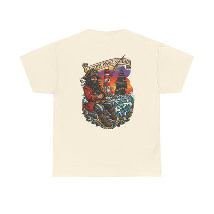 Pirate Ship Graphic Tee — 'Custom Pawz Studio' Vintage Captain Design