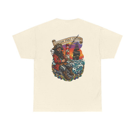 Pirate Ship Graphic Tee — 'Custom Pawz Studio' Vintage Captain Design