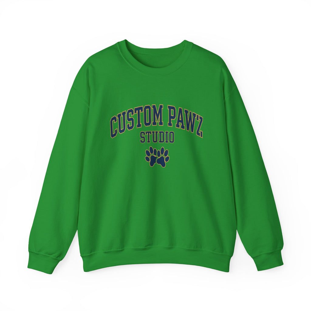 Crewneck Sweatshirt - "Custom Pawz Studio" Graphic with Paw Print