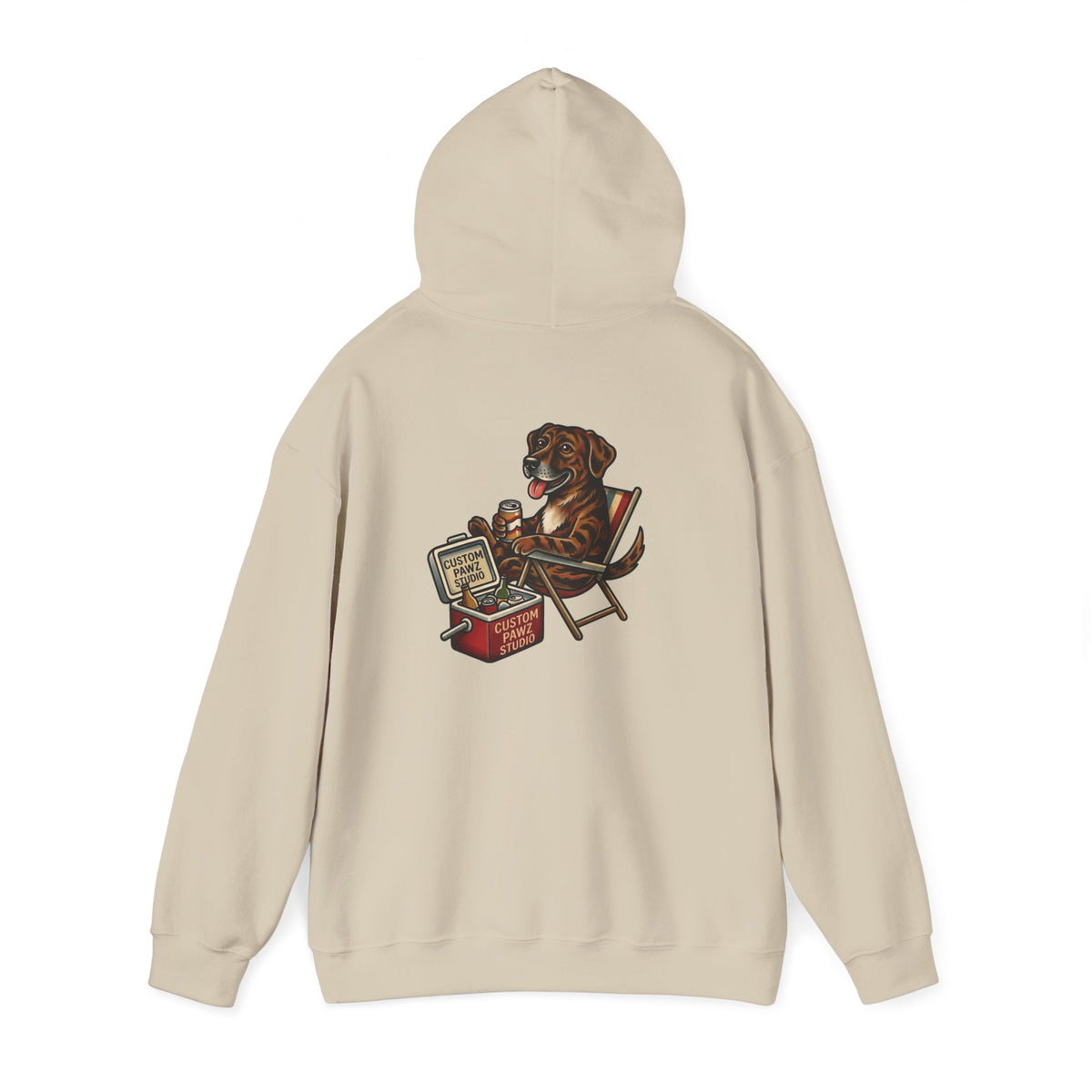 Hoodie - Retro Beach Dog Relaxing on Deck Chair Hoodie