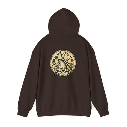 Wolf Paw Hoodie — Rustic Norse-Inspired Animal Print Sweatshirt