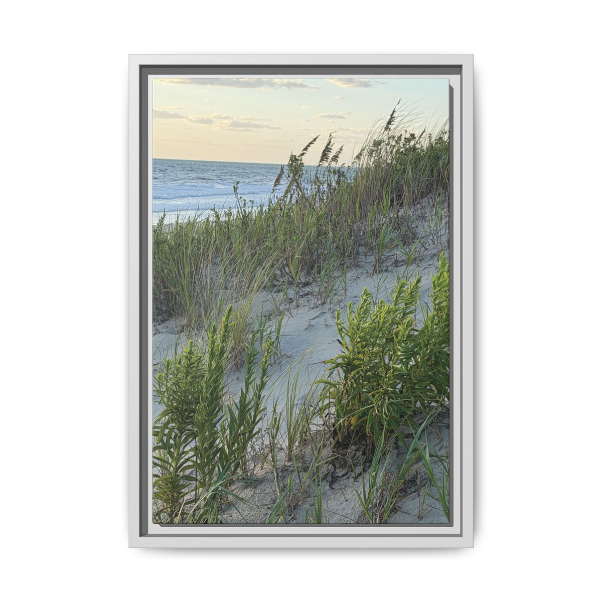 Framed Beach Dune Matte Canvas Print — Coastal Wall Art