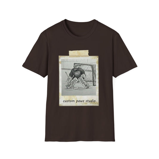Where the Ice Meets the Surf Hockey T-Shirt — Vintage Goalie Photo Tee
