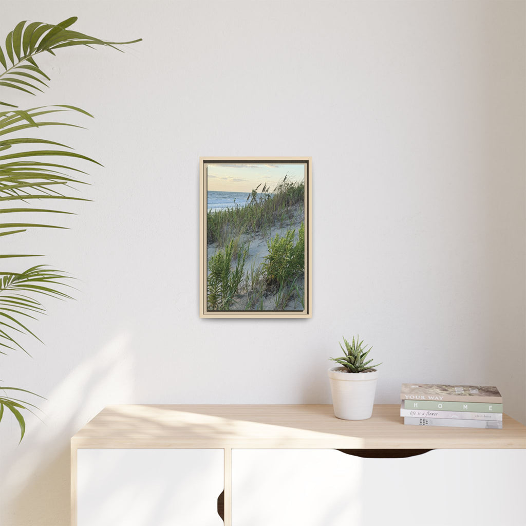 Framed Beach Dune Matte Canvas Print — Coastal Wall Art