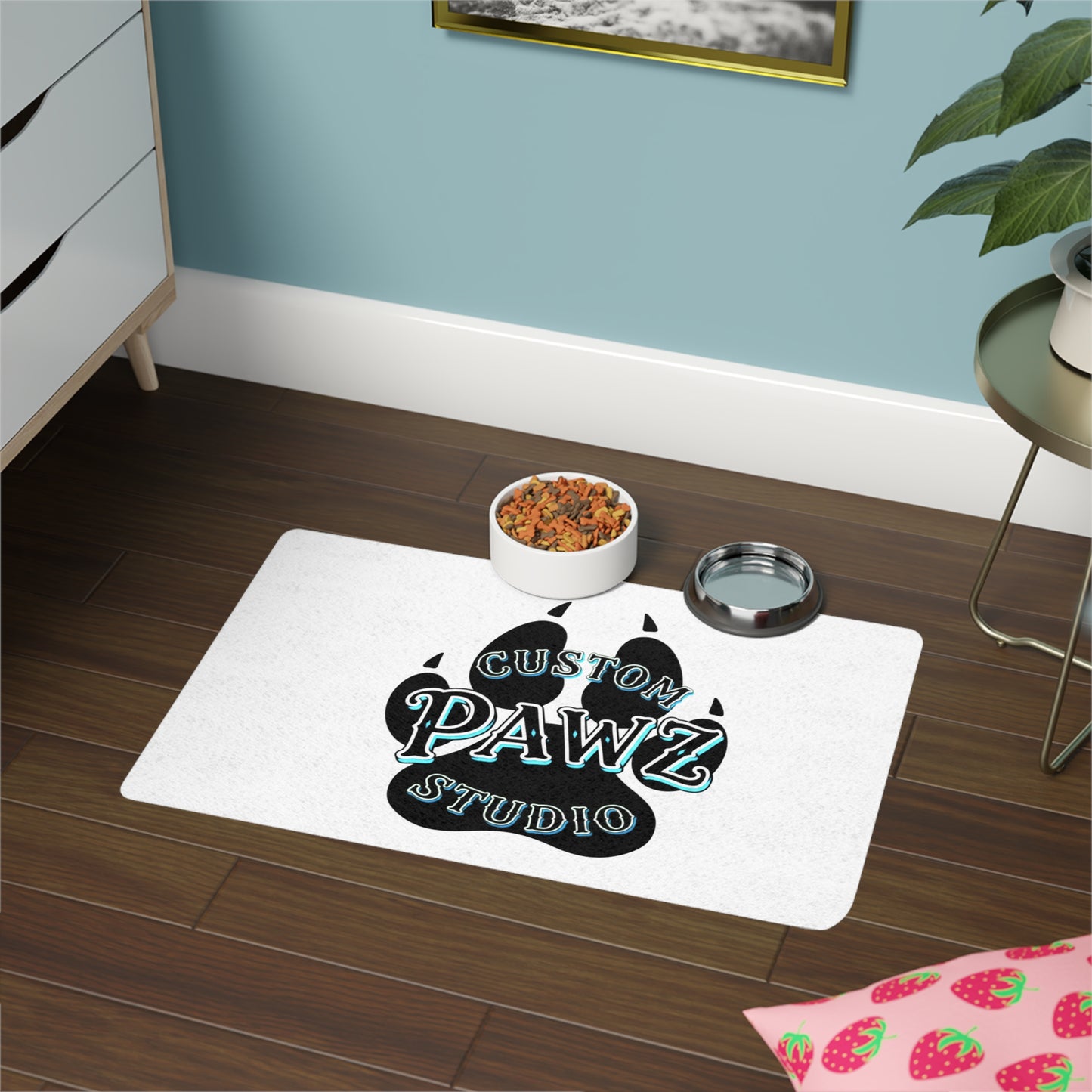 Custom Paw Print Pet Food Mat
