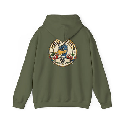 Duck Crest Hoodie – Vintage Tattoo-Style Duck Logo Sweatshirt