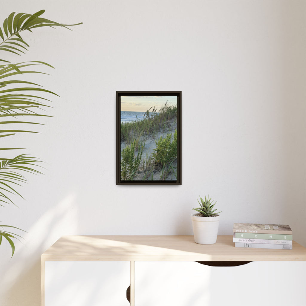 Framed Beach Dune Matte Canvas Print — Coastal Wall Art