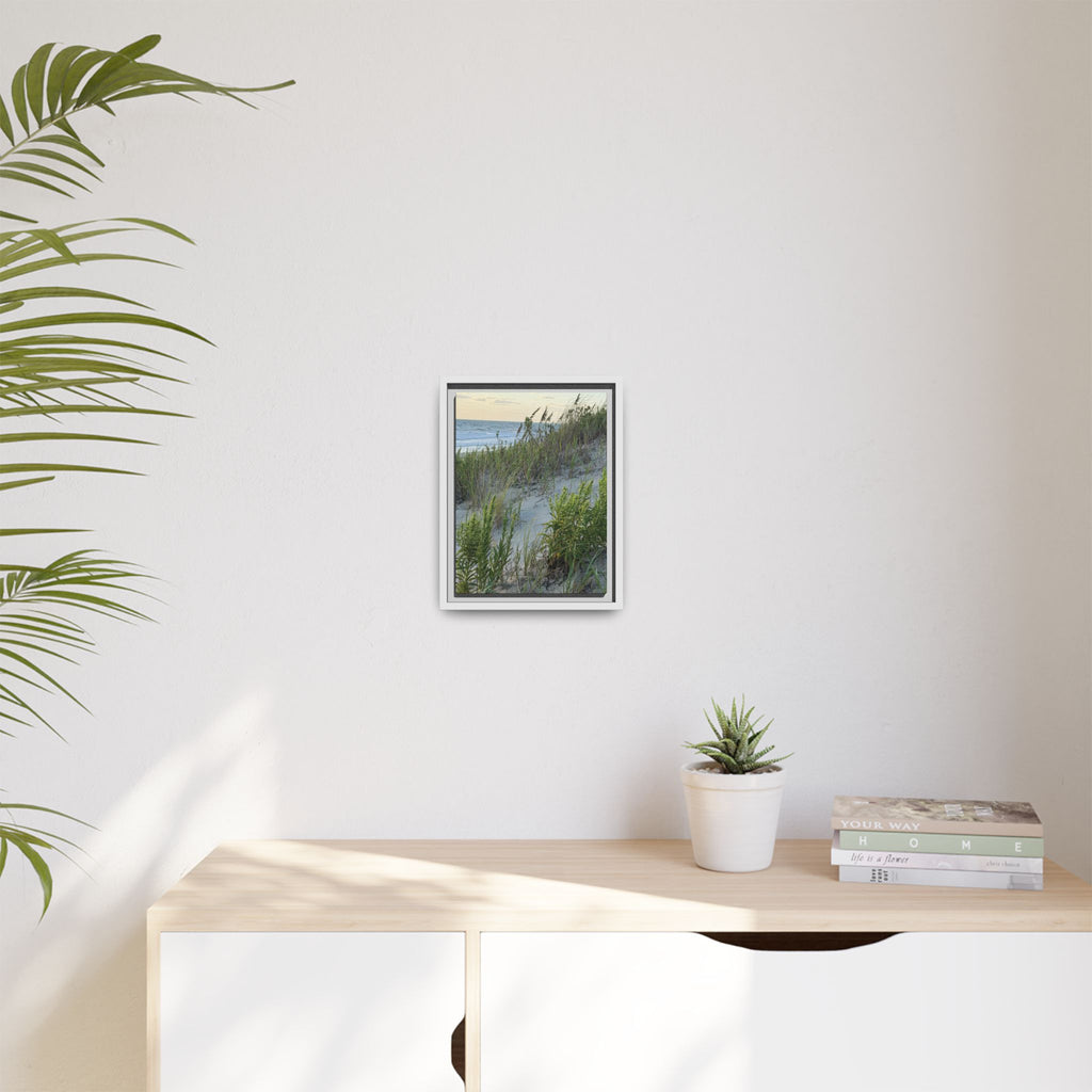 Framed Beach Dune Matte Canvas Print — Coastal Wall Art