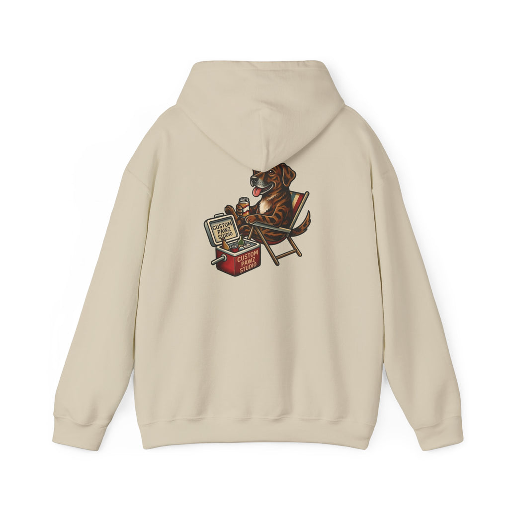 Hoodie - Retro Beach Dog Relaxing on Deck Chair Hoodie