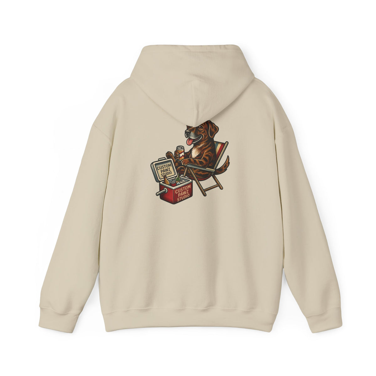 Hoodie - Retro Beach Dog Relaxing on Deck Chair Hoodie