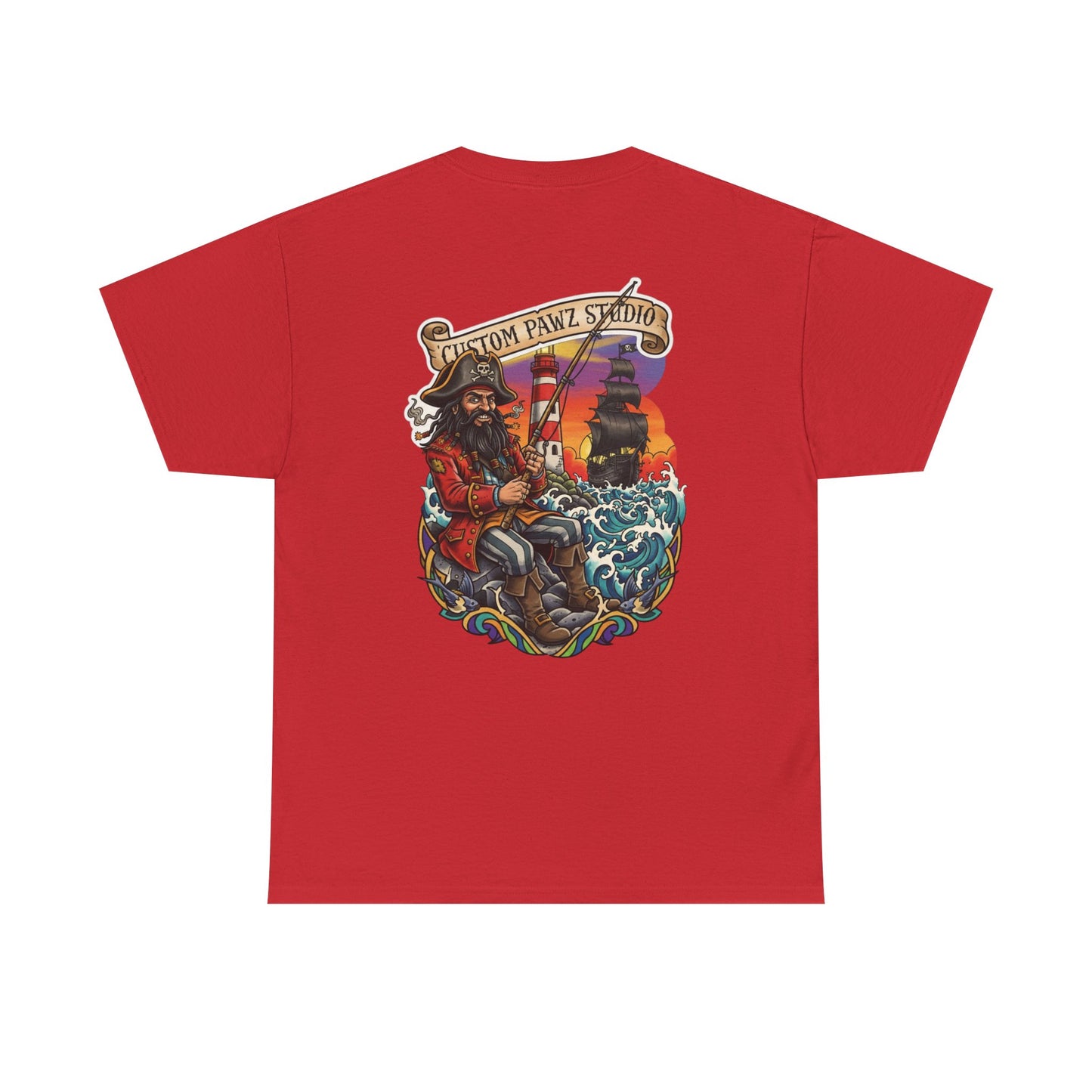 Pirate Ship Graphic Tee — 'Custom Pawz Studio' Vintage Captain Design
