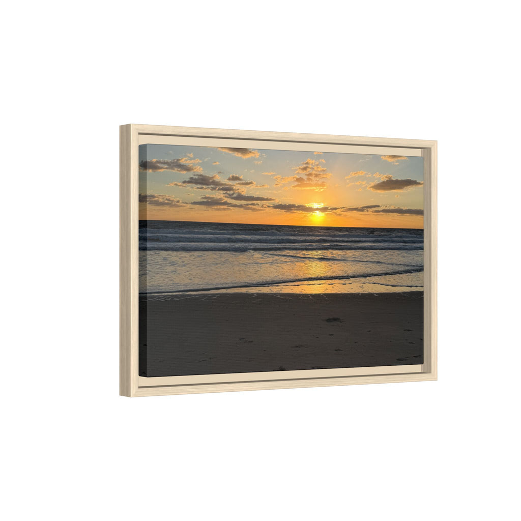 Framed Matte Canvas Sunrise  Beach Wall Art - Ocean Sunrise Photography