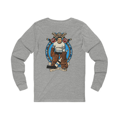 Vintage Hockey Goalie Long Sleeve Tee — Classic Paw Crest Design