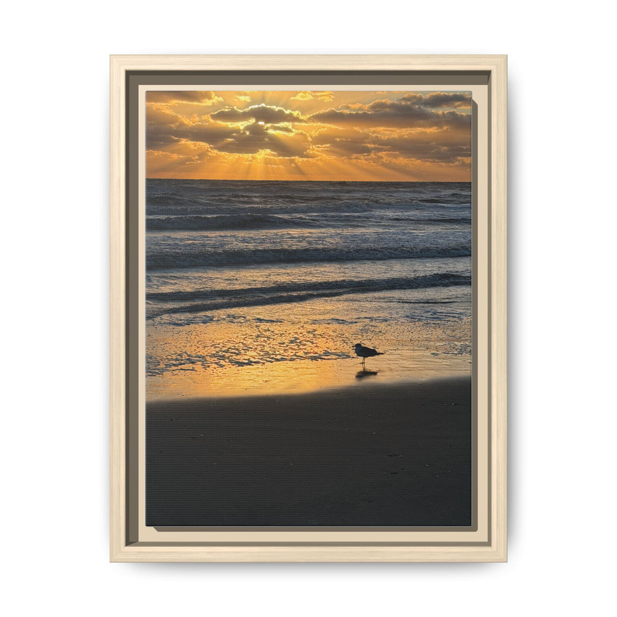 Framed Beach Sunrise Canvas Print