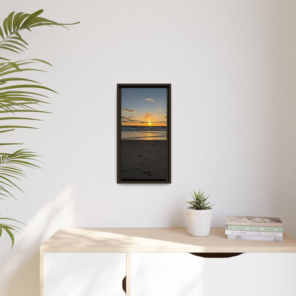 Framed Matte Canvas Sunrise  Beach Wall Art - Ocean Sunrise Photography