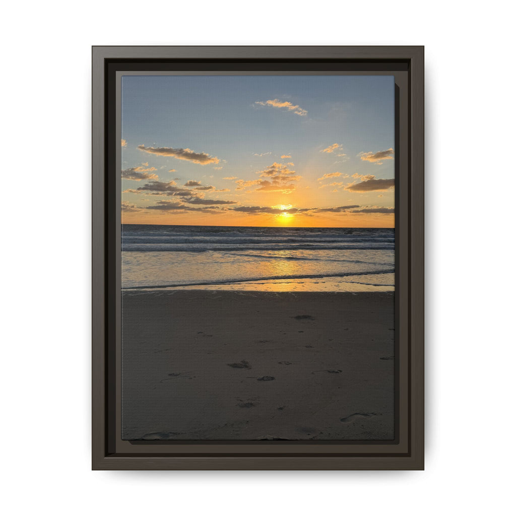 Framed Matte Canvas Sunrise  Beach Wall Art - Ocean Sunrise Photography