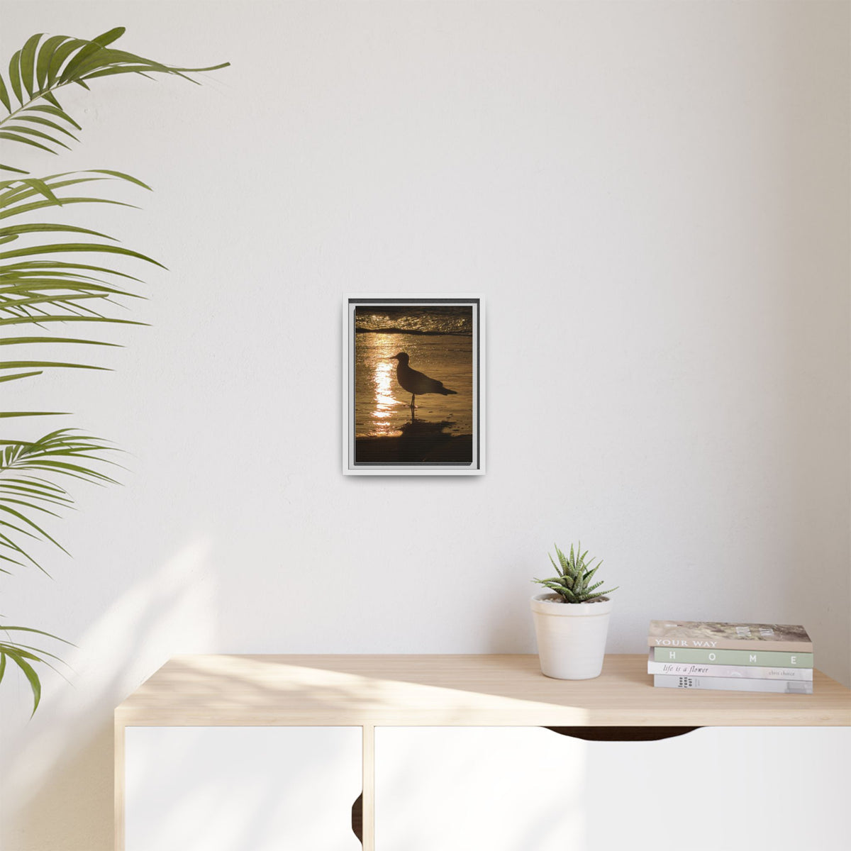 Seagull Sunset Matte Canvas Print (Framed)