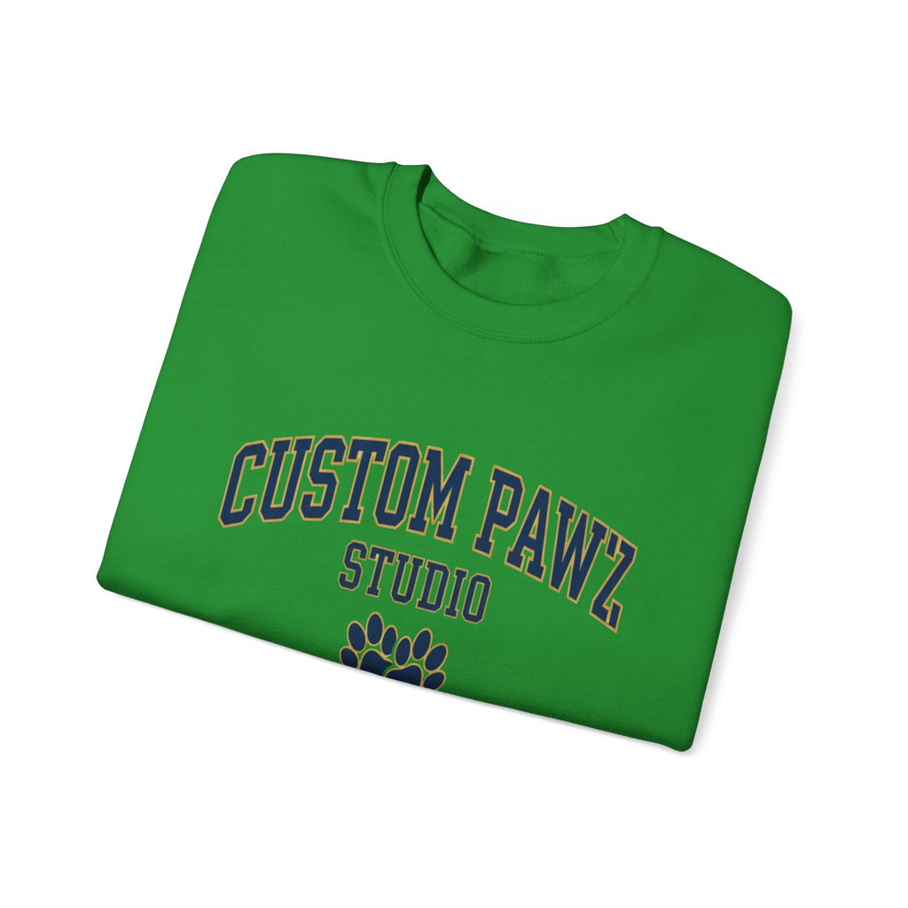 Crewneck Sweatshirt - "Custom Pawz Studio" Graphic with Paw Print